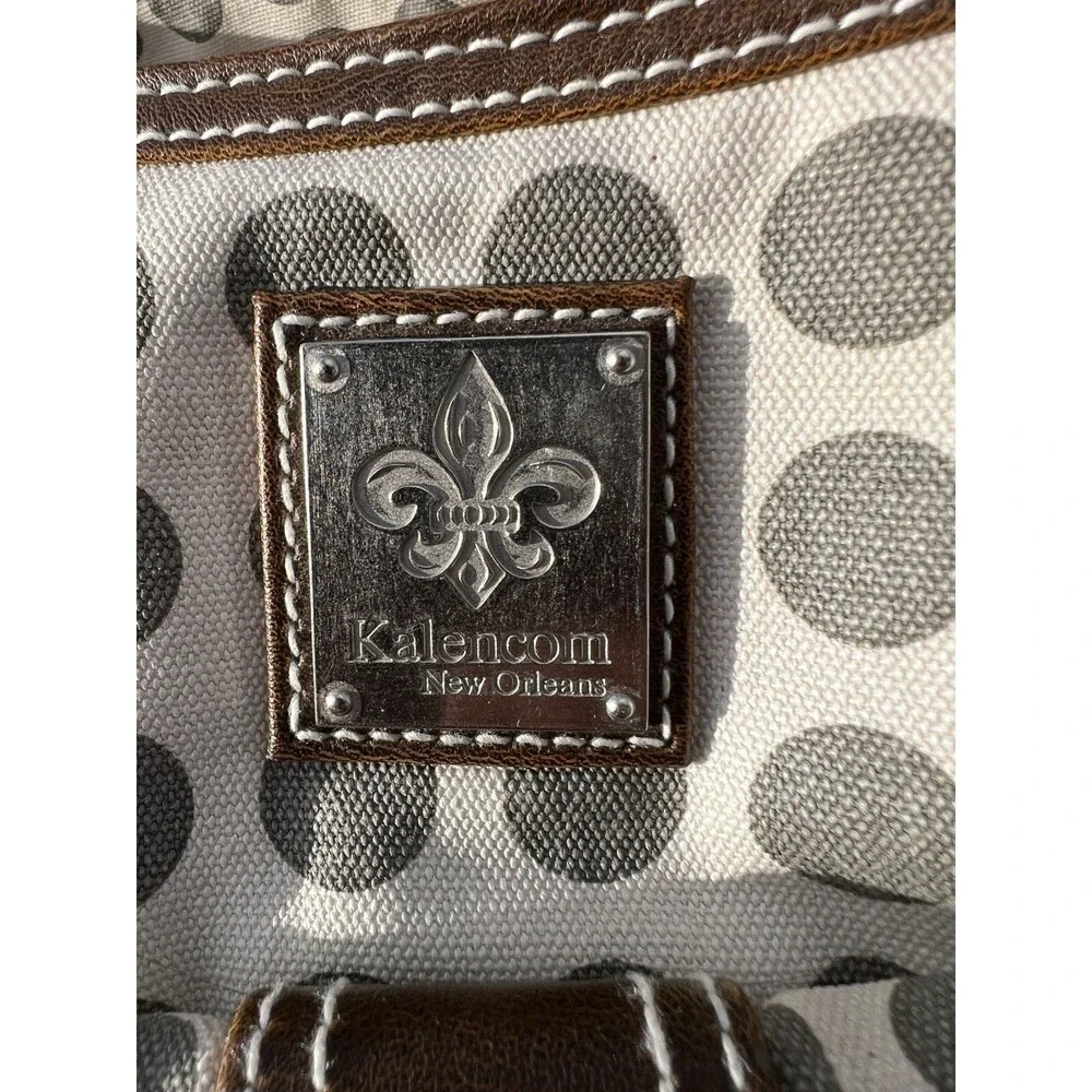 Kalencom New Orleans Tan/Green Canvas Diaper Bag w/Bottle Holder Changing Pad